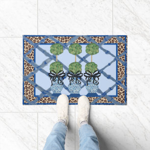 Leopard Chinoiserie Ginger Jar jars Doormat Rug 