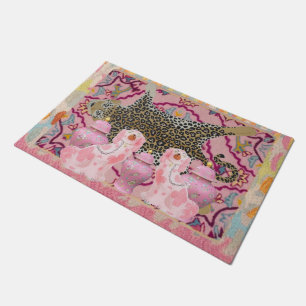 Leopard Chinoiserie Ginger Jar jars Doormat Rug