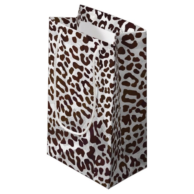 Leopard Chocolate Print Small Gift Bag (Front Angled)