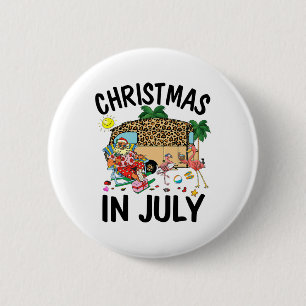 Leopard Christmas In July Santa Camping Xmas Summe 6 Cm Round Badge