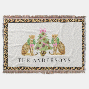 Leopard Christmas Throw Blanket