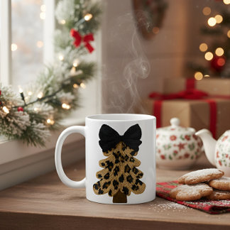 Leopard Christmas Tree Faux Yarn Holiday Mug Gift