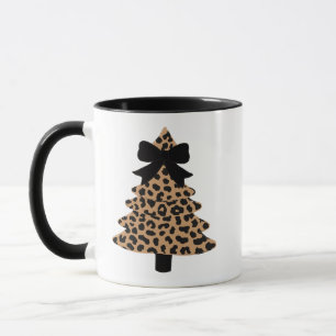 Leopard Christmas Tree Preppy Coquette Xmas Mug