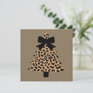Leopard Christmas Tree Preppy Coquette Xmas Winter Holiday Card