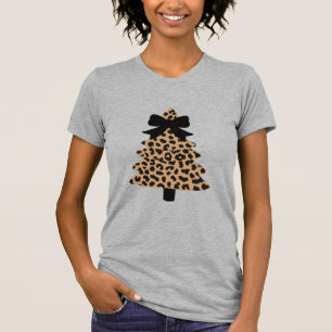 Leopard Christmas Tree Preppy Coquette Xmas Winter T-Shirt