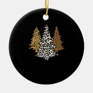 leopard christmas trees cheetah animal print gift ceramic ornament