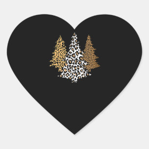 leopard christmas trees cheetah animal print gift heart sticker