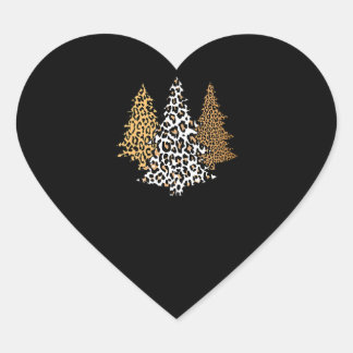 leopard christmas trees cheetah animal print gift heart sticker