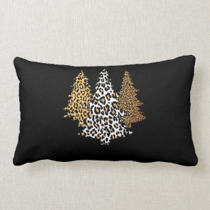 leopard christmas trees cheetah animal print gift lumbar cushion