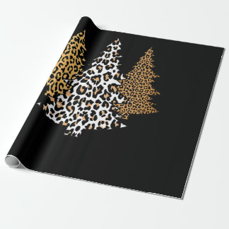 leopard christmas trees cheetah animal print gift wrapping paper