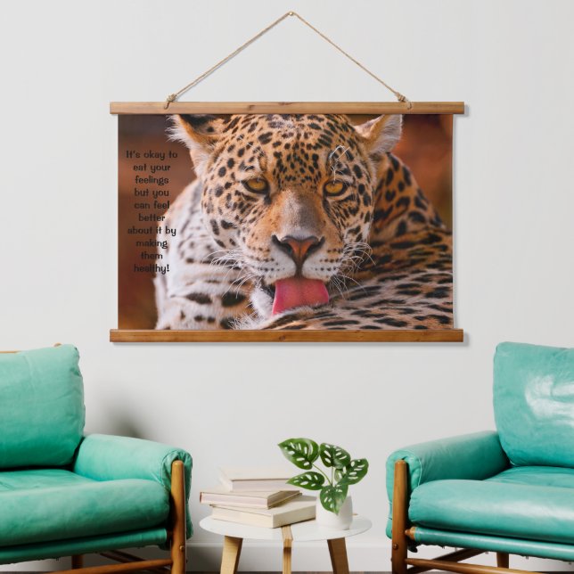 Leopard cleaning his paws hanging tapestry (Living Room)
