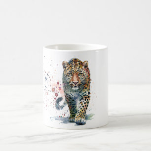Leopard Colorful Watercolor Portrait Coffee Mug