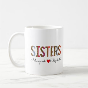 Leopard Colourful Sisters Mug – Custom Names Gift