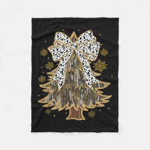 Leopard Coquette Bow Camo Christmas Tree Hunting G Fleece Blanket