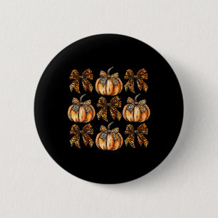 Leopard Coquette Bow Pumpkin Thanksgiving Autumn F 6 Cm Round Badge