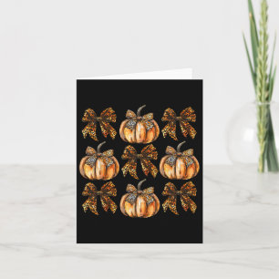 Leopard Coquette Bow Pumpkin Thanksgiving Autumn F Card