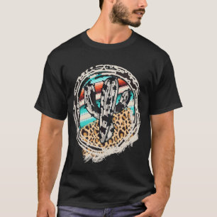 Leopard Cow Pattern Cactus Serape Print Cowgirl Ro T-Shirt