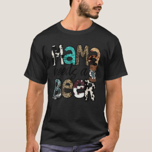 Leopard Cowhide Mama Needs A Beer Western Drinking T-Shirt