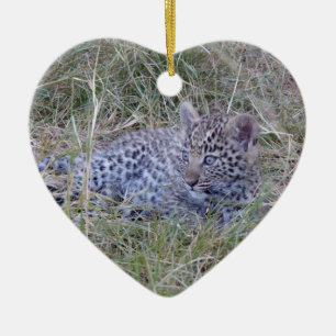 LEOPARD CUB 1 BOTSWANA CERAMIC TREE DECORATION