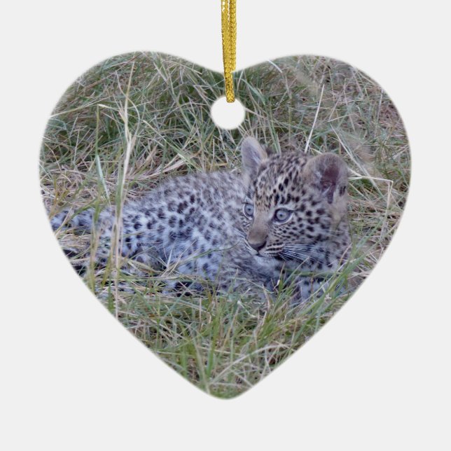 LEOPARD CUB  CERAMIC TREE DECORATION (Front)