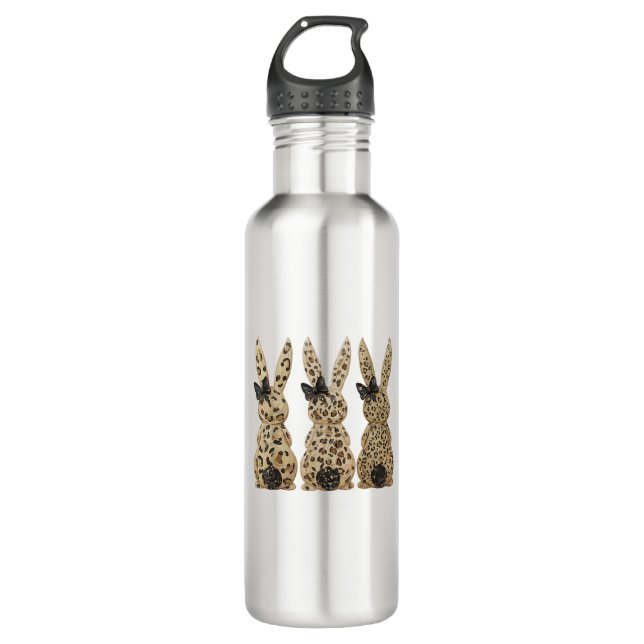 Leopard Cute Bunny Bow Funny Christian Easter Day  710 Ml Water Bottle (Front)