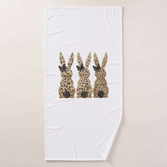 Leopard Cute Bunny Bow Funny Christian Easter Day  Bath Towel (Bath Towel)