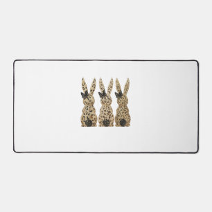 Leopard Cute Bunny Bow Funny Christian Easter Day  Desk Mat