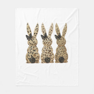 Leopard Cute Bunny Bow Funny Christian Easter Day  Fleece Blanket