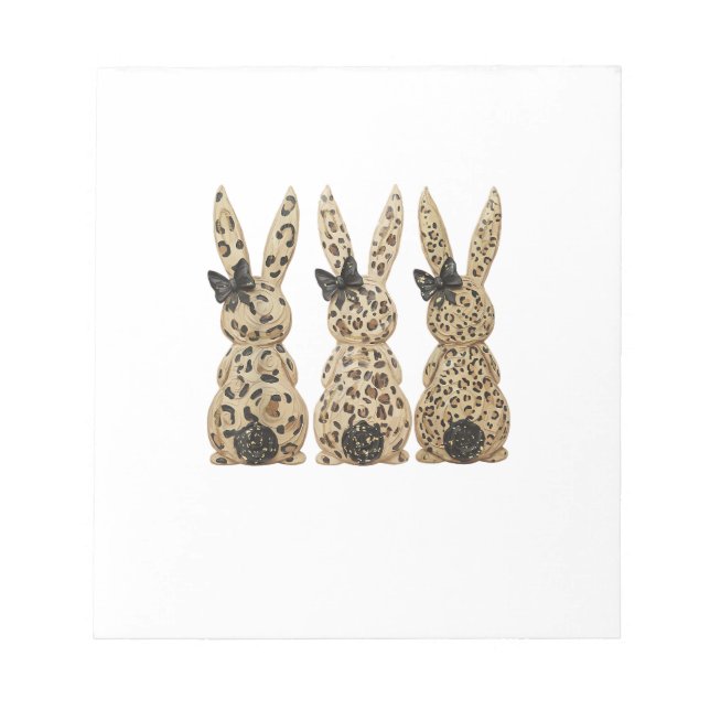 Leopard Cute Bunny Bow Funny Christian Easter Day  Notepad (Front)