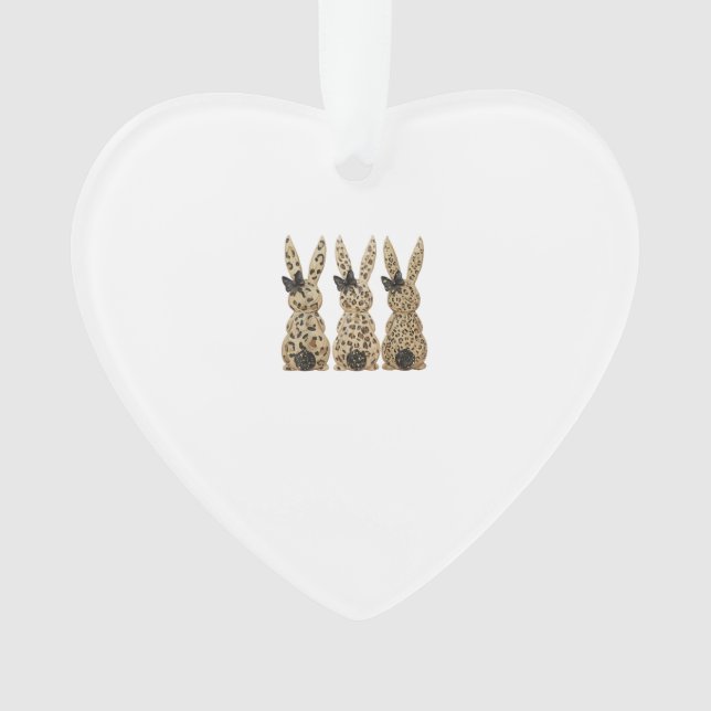 Leopard Cute Bunny Bow Funny Christian Easter Day  Ornament (Front)