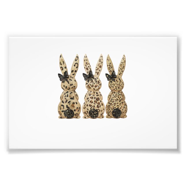 Leopard Cute Bunny Bow Funny Christian Easter Day  Photo Print (Front)
