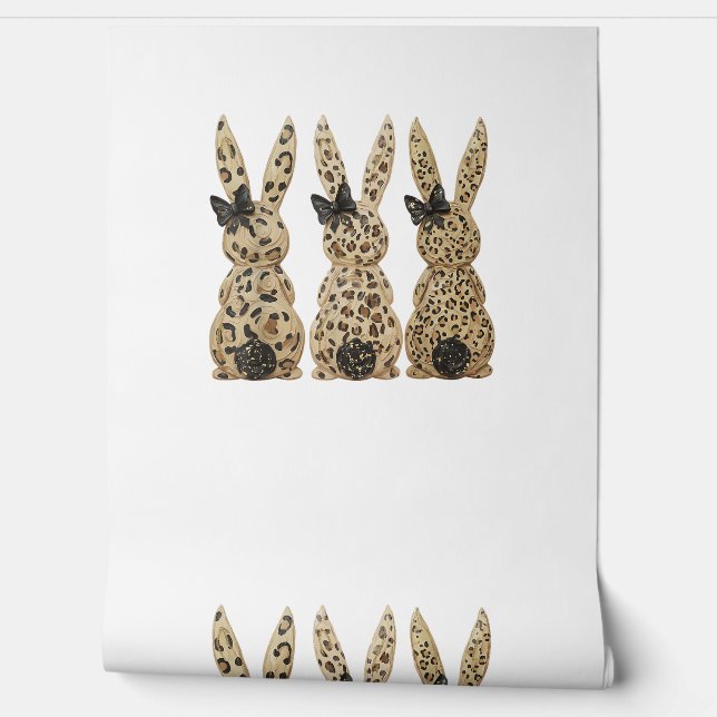 Leopard Cute Bunny Bow Funny Christian Easter Day  Wallpaper (Unrolling)