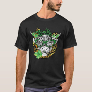 Leopard Cute Cow Face Cow  St Patrick's Day T-Shirt