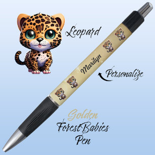Leopard, Cute Unique Whimsical Cat Graphic Gold