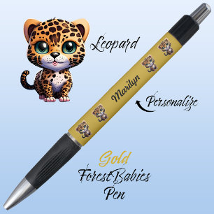 Leopard, Cute Unique Whimsical Cat Graphic Gold