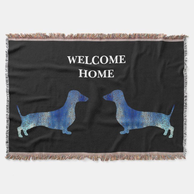 Leopard dachshund throw blanket (Front)