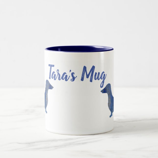 Leopard dachshund Two-Tone coffee mug (Center)