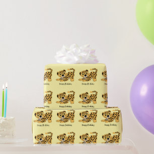 Leopard Design Any Background Colour Birthday Gift Wrapping Paper