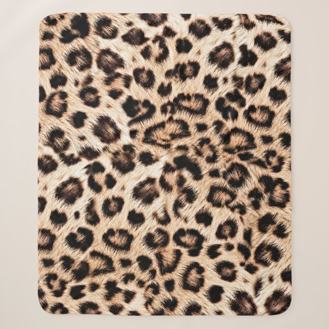 Leopard Design Pattern: Wild Elegance. Sherpa Blanket (Front)