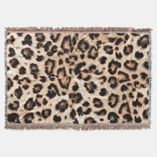Leopard Design Pattern: Wild Elegance. Throw Blanket (Front)
