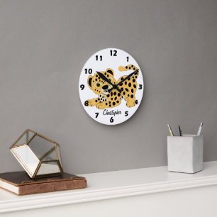 Leopard Design Personalised Round Clock