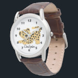 Leopard Design Personalised Watch<br><div class="desc">Wrist watch leopard design. You can customise this watch with any text of your choice. Should you require any help with customising then contact us through the message link on this page. Leopard design personalised wrist watch.</div>