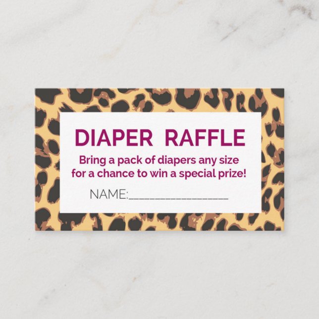 Leopard Diaper Raffle Invitation (Front)