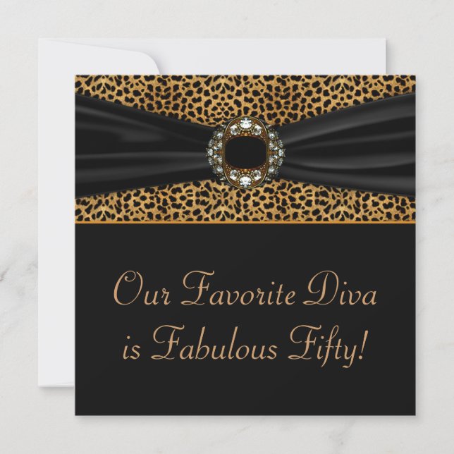 Leopard Diva Womans 50th  Birthday Party Invitation (Front)