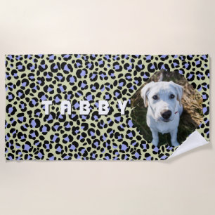 Leopard Dog Purple Black Photo Personalised Beach Towel