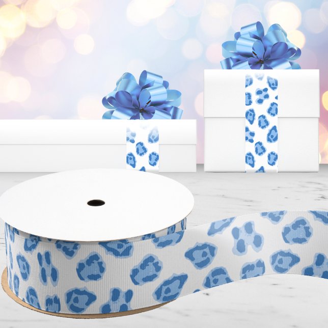 Leopard Dot in Blue Porcelain Grosgrain Ribbon (Creator Uploaded)