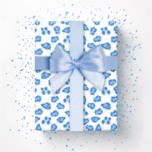 Leopard Dot in Blue Porcelain Wrapping Paper