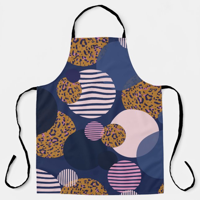 Leopard Dots: Dark Blue Elegance. Apron (Front)