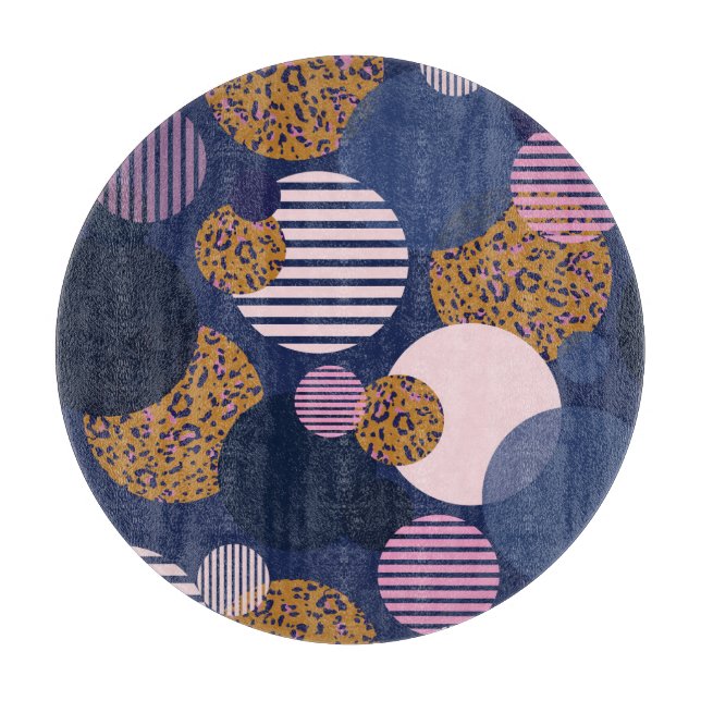 Leopard Dots: Dark Blue Elegance. Cutting Board (Front)