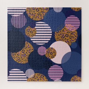 Leopard Dots: Dark Blue Elegance. Jigsaw Puzzle